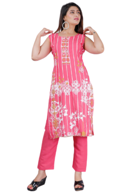  Pink Printed Kurti Pant 3