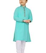 Blue embroidered chiffon boys-kurta-pyjama