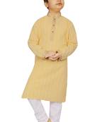 Yellow embroidered chiffon boys-kurta-pyjama