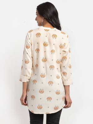 Peach printed rayon kurtas-and-kurtis 5