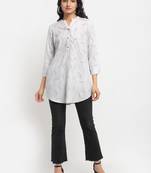 Grey printed rayon kurtas-and-kurtis