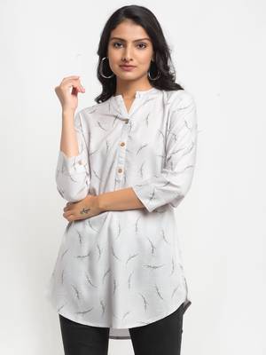 Grey printed rayon kurtas-and-kurtis 2