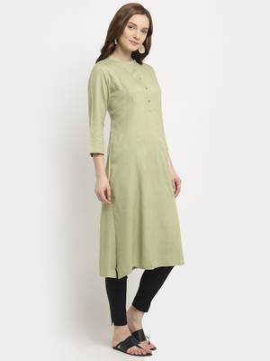 Light-green plain rayon kurtas-and-kurtis 3