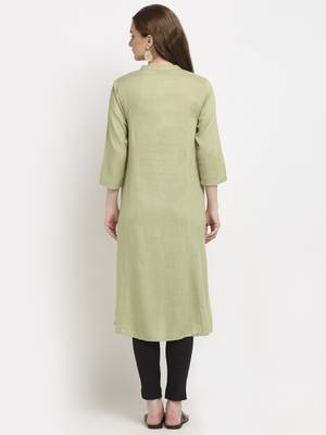 Light-green plain rayon kurtas-and-kurtis 4
