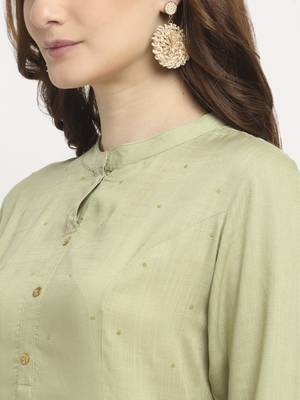 Light-green plain rayon kurtas-and-kurtis 5