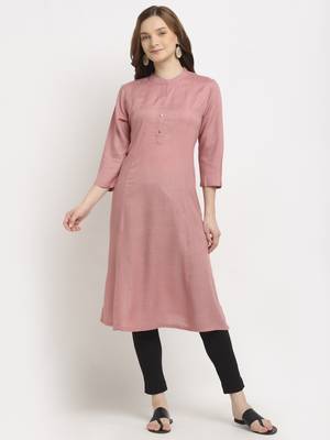 Pink plain rayon kurtas-and-kurtis 1