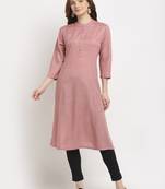 Pink plain rayon kurtas-and-kurtis