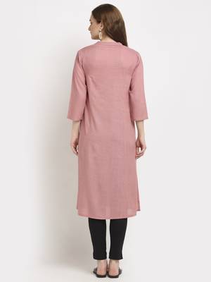 Pink plain rayon kurtas-and-kurtis 4