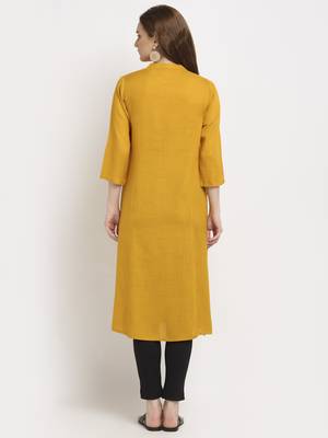 Mustard plain rayon kurtas-and-kurtis 4