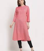 Peach plain rayon kurtas-and-kurtis