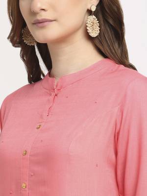 Peach plain rayon kurtas-and-kurtis 5