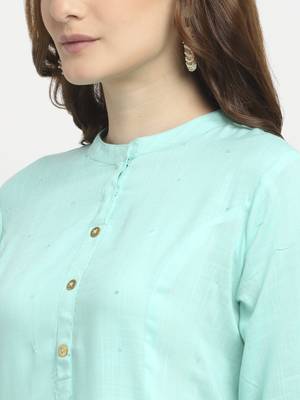 Sea-green plain rayon kurtas-and-kurtis 5