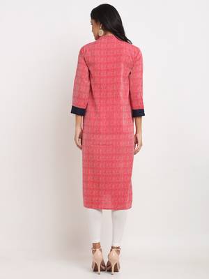 Red embroidered rayon kurtas-and-kurtis 4