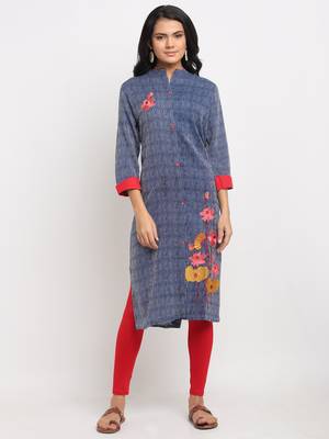 Blue embroidered rayon kurtas-and-kurtis 1
