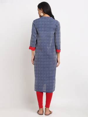 Blue embroidered rayon kurtas-and-kurtis 4