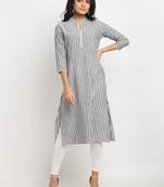 Grey woven rayon kurtas-and-kurtis