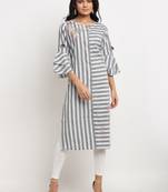 Grey embroidered cotton kurtas-and-kurtis