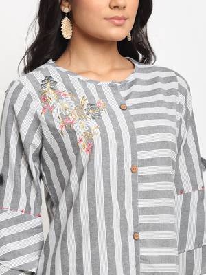 Grey embroidered cotton kurtas-and-kurtis 5