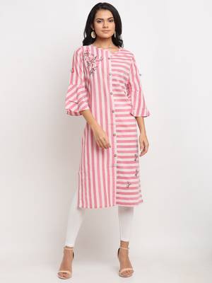 Red embroidered cotton kurtas-and-kurtis 1