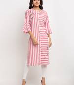 Red embroidered cotton kurtas-and-kurtis