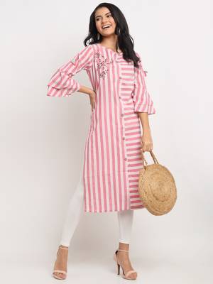 Red embroidered cotton kurtas-and-kurtis 2