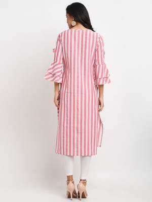 Red embroidered cotton kurtas-and-kurtis 4