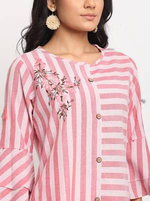 Red embroidered cotton kurtas-and-kurtis 5