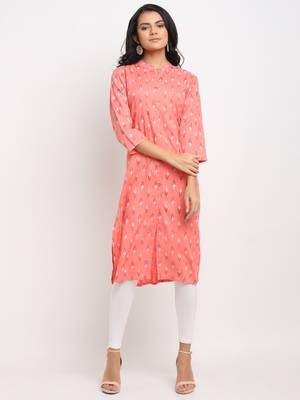 Peach woven rayon kurtas-and-kurtis 1