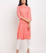 Peach woven rayon kurtas-and-kurtis