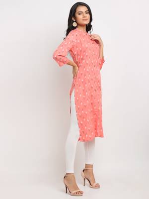Peach woven rayon kurtas-and-kurtis 3