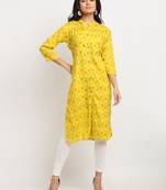 Yellow woven rayon kurtas-and-kurtis