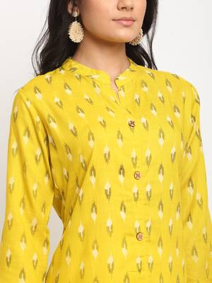 Yellow woven rayon kurtas-and-kurtis 5