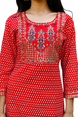  Red Kurti Pant Duptta 4