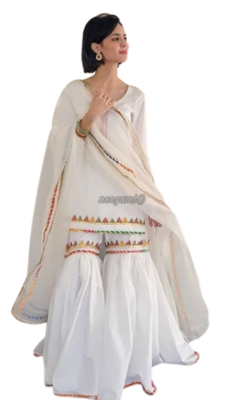  White Kurti Sharara Duptta 2