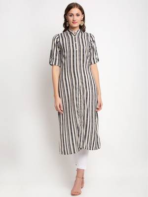 Beige printed linen kurtas-and-kurtis 1