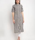 Beige printed linen kurtas-and-kurtis