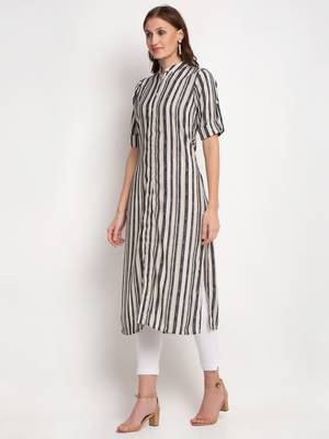 Beige printed linen kurtas-and-kurtis 2