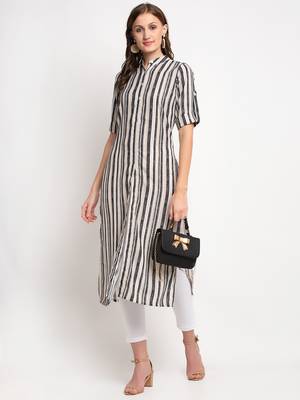 Beige printed linen kurtas-and-kurtis 4