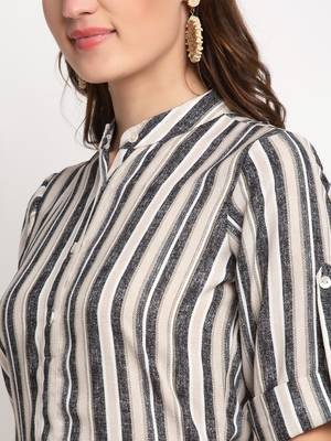 Beige printed linen kurtas-and-kurtis 5
