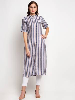 Grey printed linen kurtas-and-kurtis 1