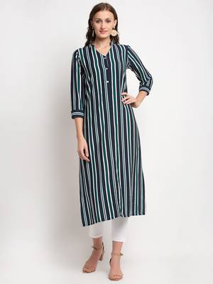 Navy-blue printed linen kurtas-and-kurtis 1