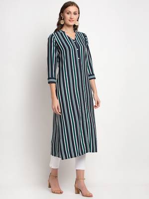 Navy-blue printed linen kurtas-and-kurtis 2