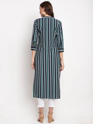 Navy-blue printed linen kurtas-and-kurtis 3
