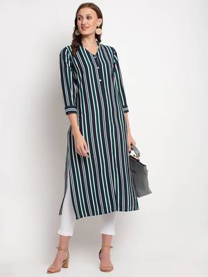 Navy-blue printed linen kurtas-and-kurtis 4