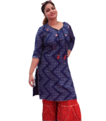  Blue Kurti Red Plazoo