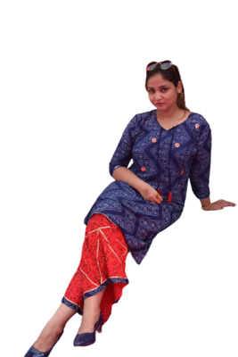  Blue Kurti Red Plazoo 2