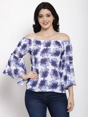 White printed crepe party-tops 1