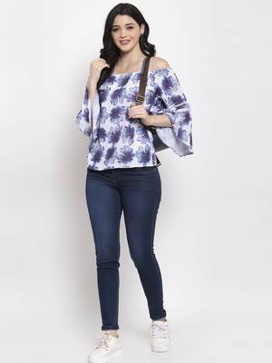 White printed crepe party-tops 3