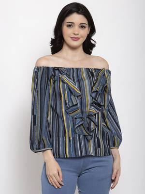Grey printed crepe party-tops 1