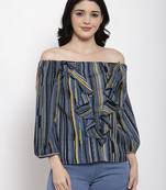 Grey printed crepe party-tops